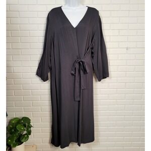 Pure Jill Side Tie Dress Size 2X Faux Wrap Minimalist Lagenlook Sustainable